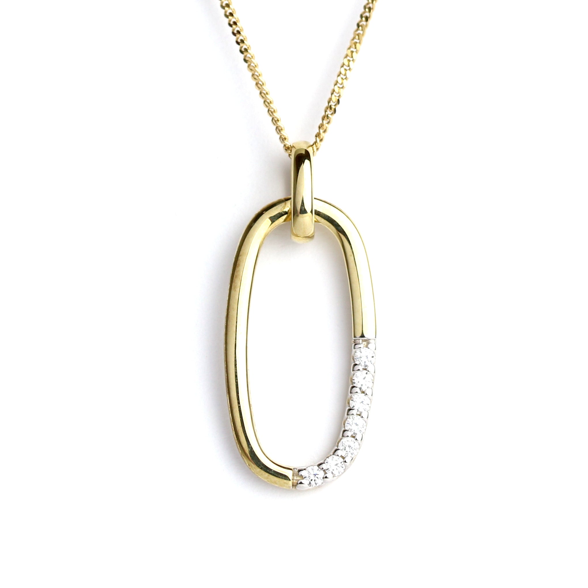 WILHELM MÜLLER- Anhänger Oval in Gold mit Zirkonia