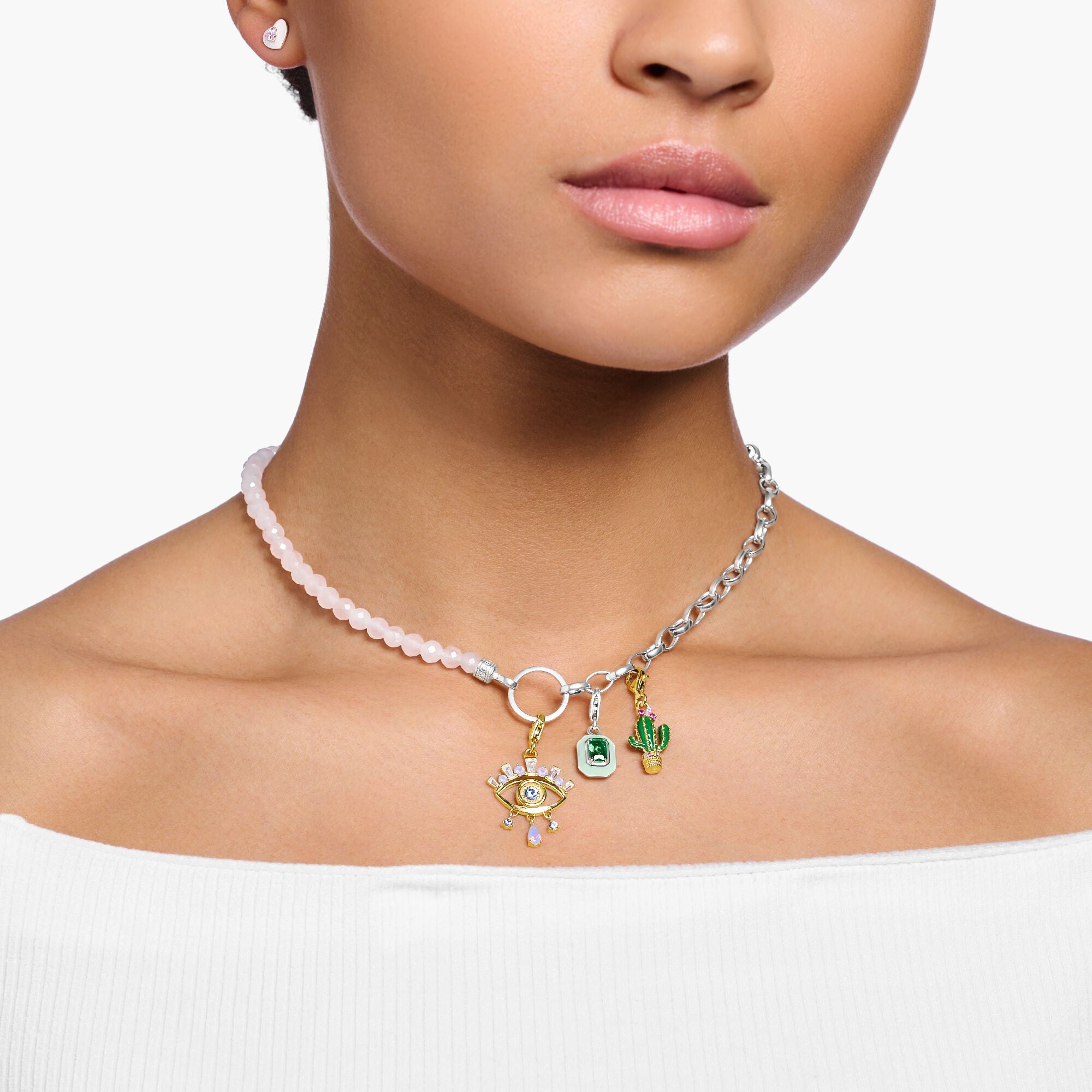 THOMAS SABO - Charm-Anhänger grüner Kaktus in Silber vergoldet - Juwelier Donkel