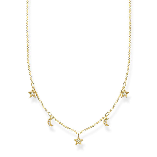 THOMAS SABO - Halskette Monde und Sterne mit Zikronia in Silber vergoldet