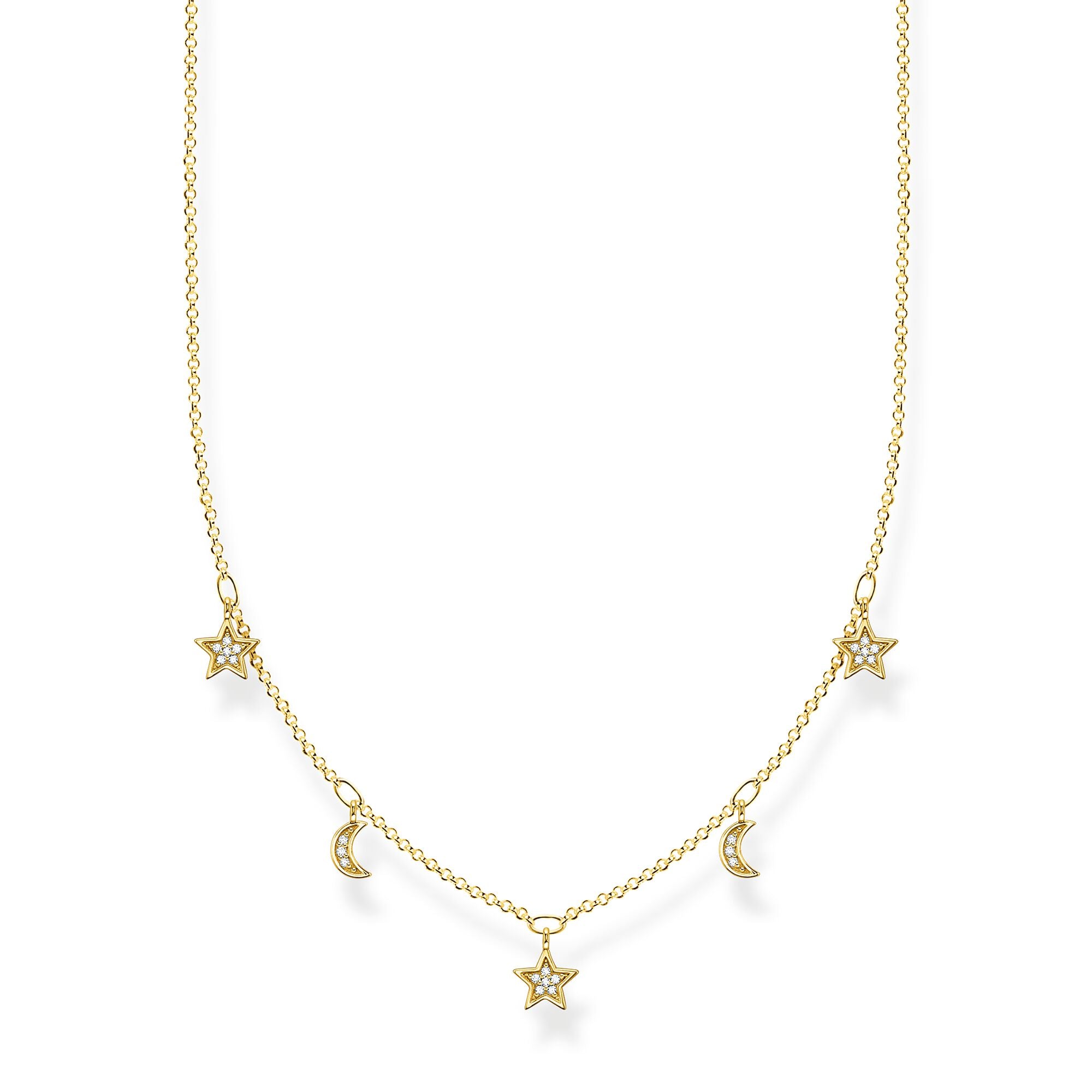 THOMAS SABO - Halskette Monde und Sterne mit Zikronia in Silber vergoldet