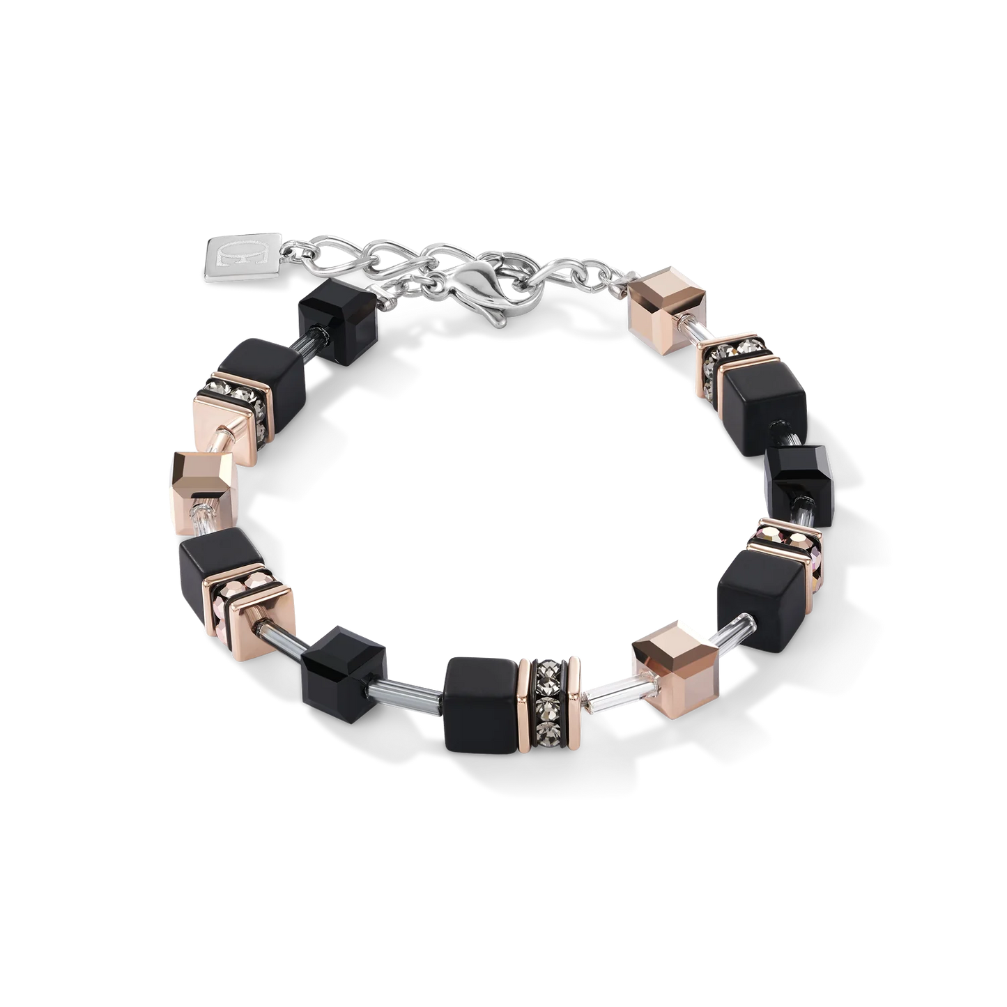 COEUR DE LION -  Armband Onyx schwarz-roségold aus Edelstahl
