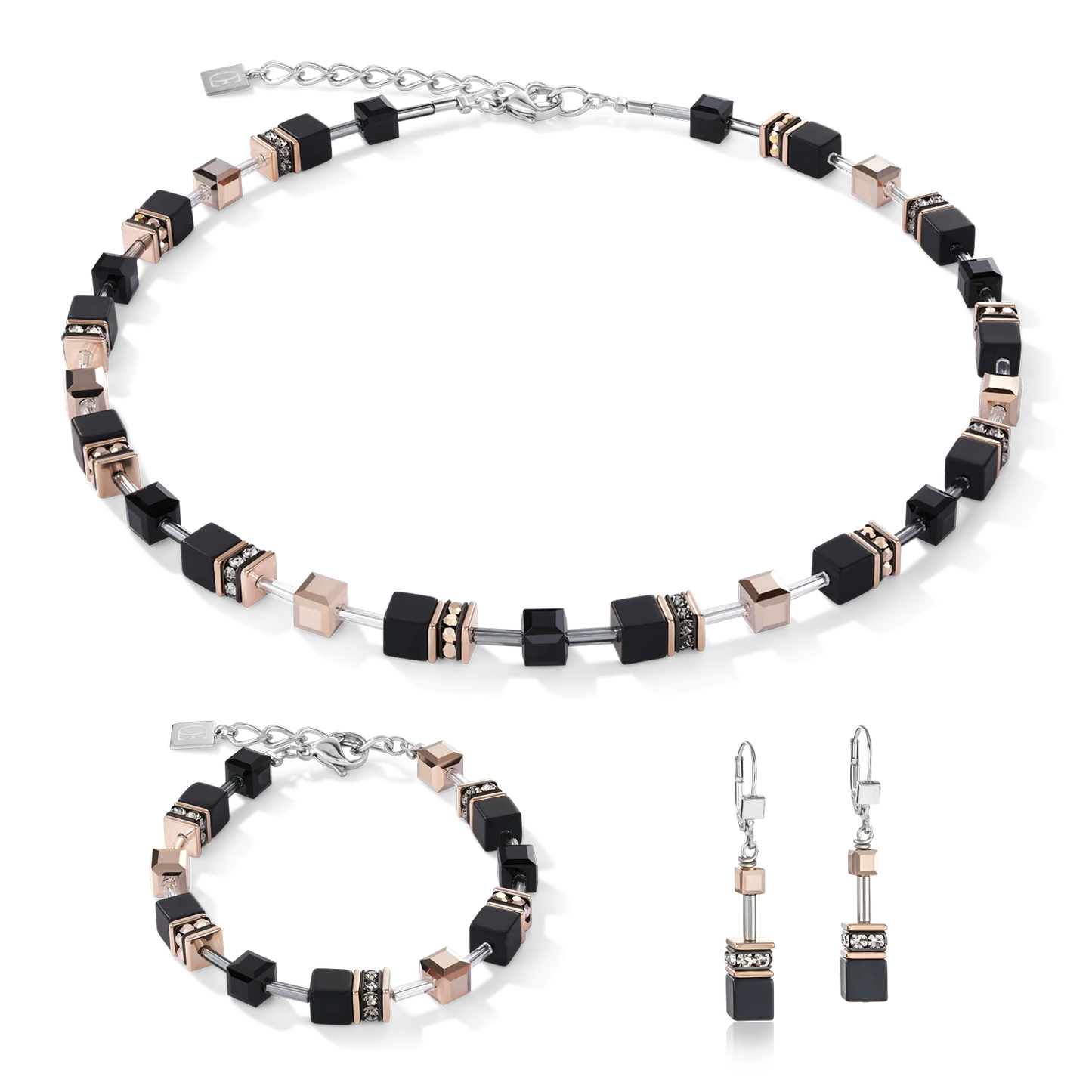 COEUR DE LION - Halskette Onyx schwarz-roségold aus Edelstahl
