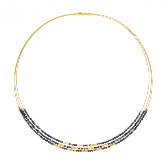 BERND WOLF - Halskette Clani in Silber vergoldet mit schwarzem Spinell