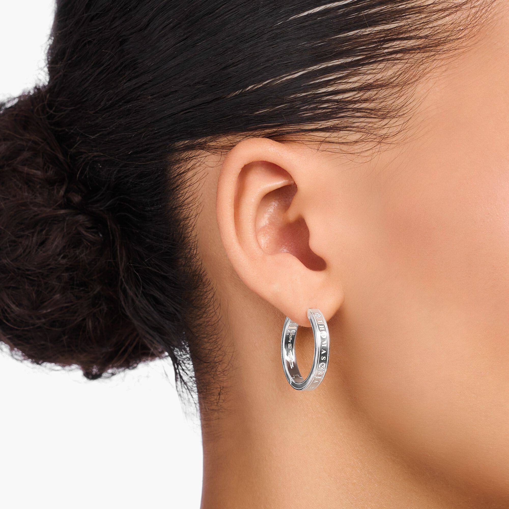 THOMAS SABO - Creolen mit weißen Steinen Silber