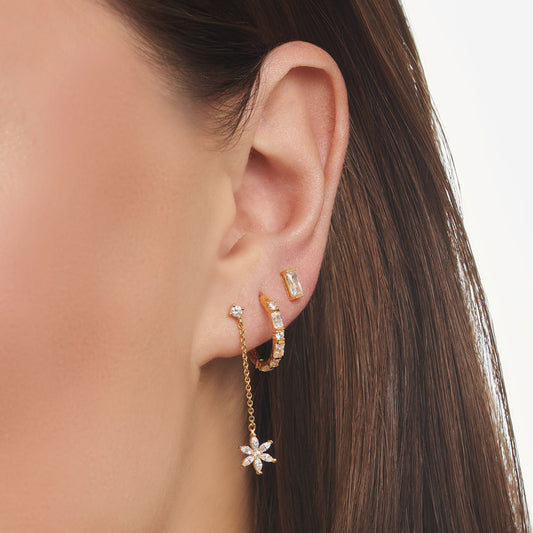 THOMAS SABO - Ohrstecker in Silber vergoldet mit weißem Stein in Baguette-Schliff