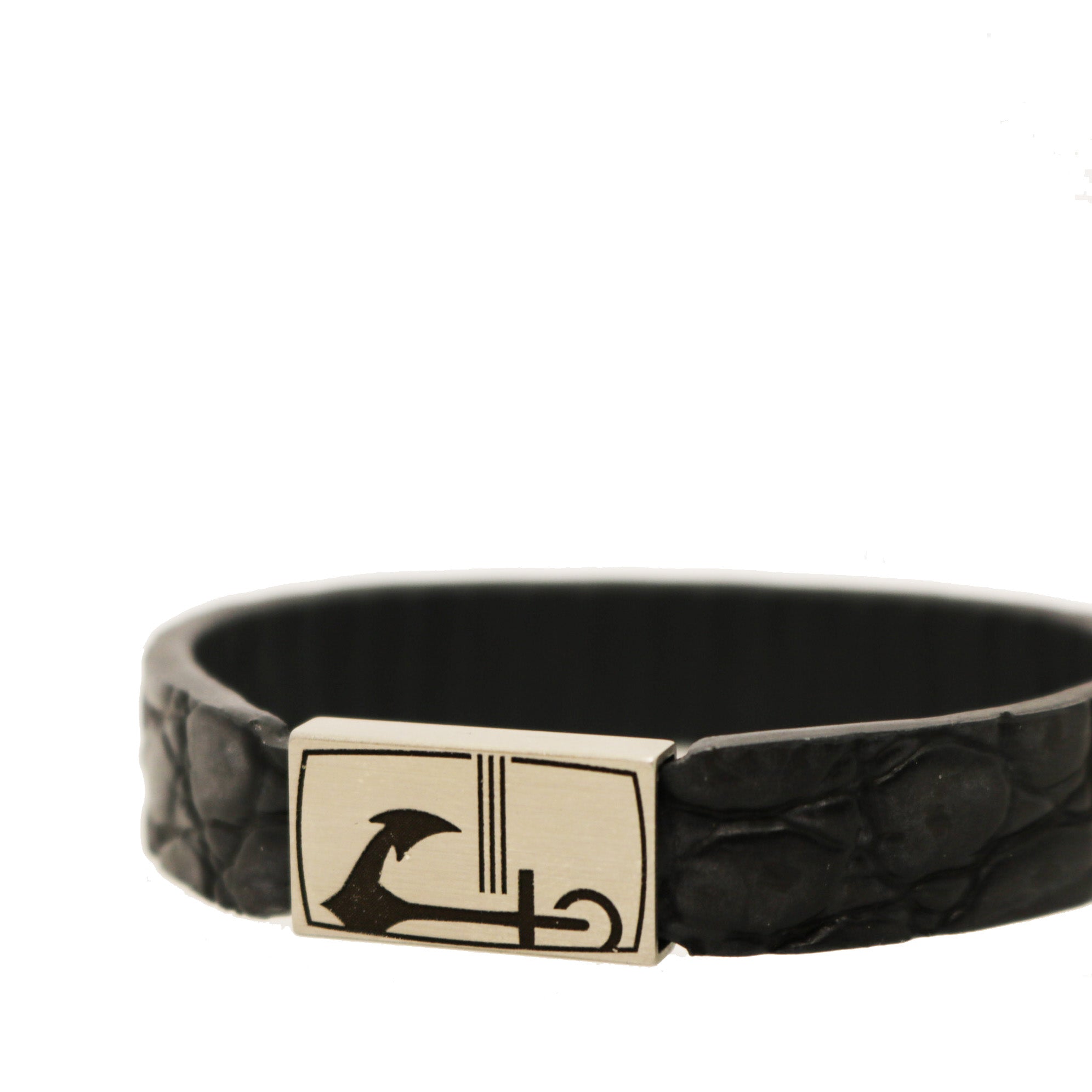 ERNSTES DESIGN - Herrenarmband aus Leder in Reptiloptik schwarz