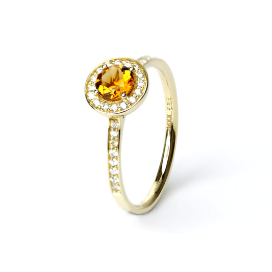 WILHELM MÜLLER - Ring in Gold mit Brillanten und Citrin Stein