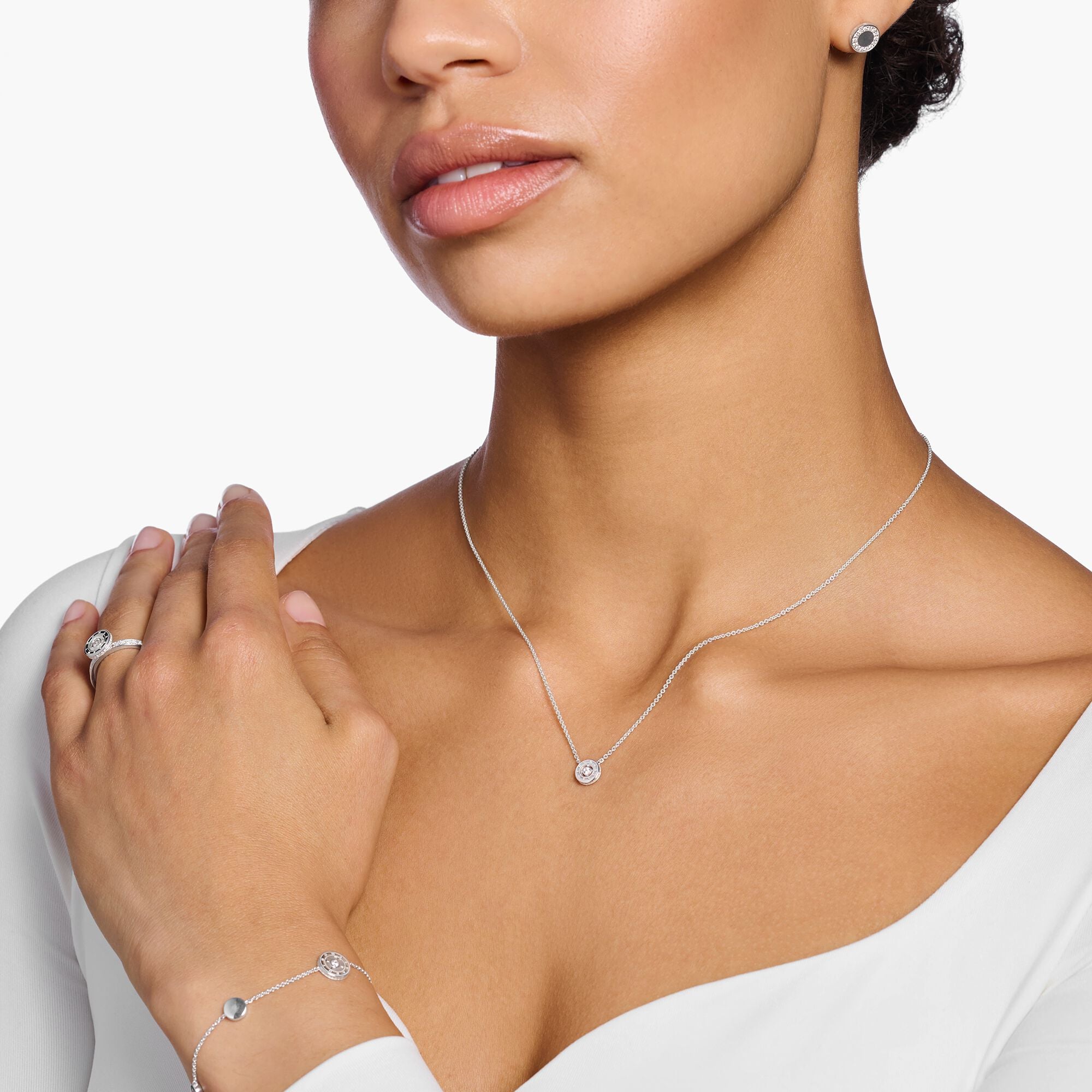 THOMAS SABO - Halskette Kreis mit weißem Stein Silber