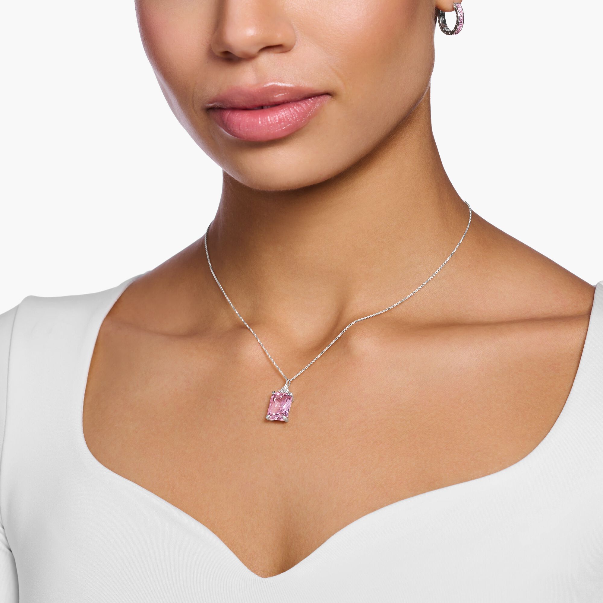 THOMAS SABO -  Halskette mit pinkem Stein Silber