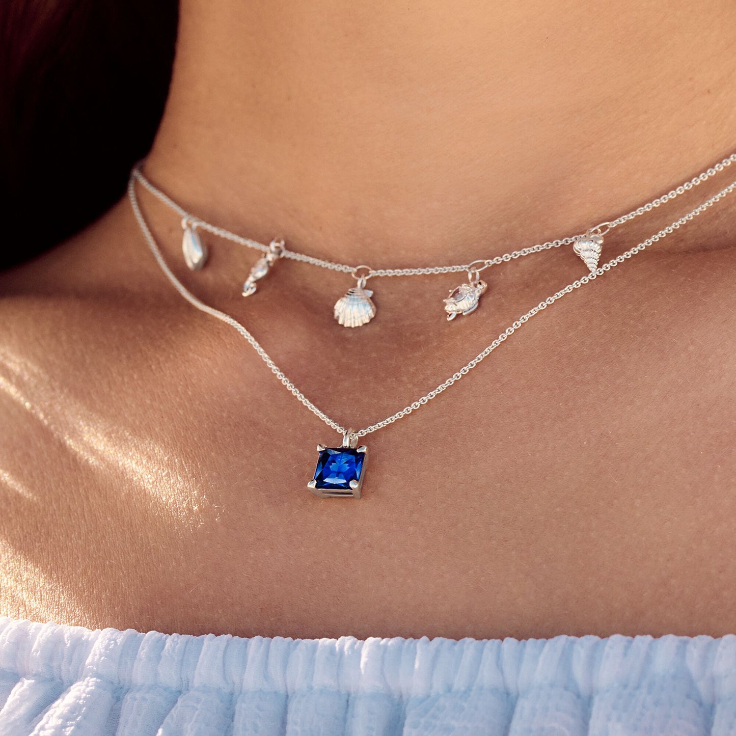 THOMAS SABO -  Halskette mit blauem Stein in silber