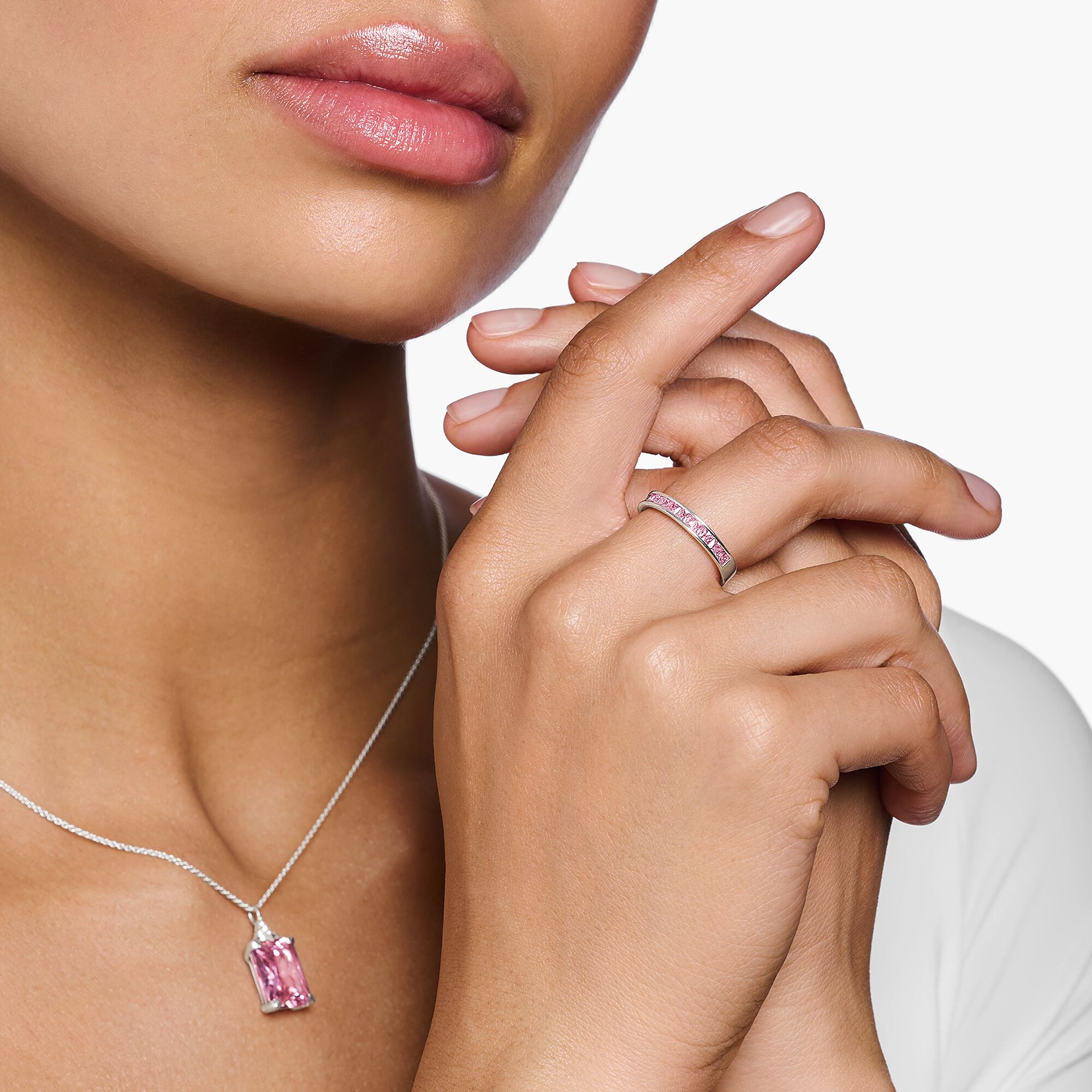 THOMAS SABO - Ring mit pinken Steinen Pavé Silber