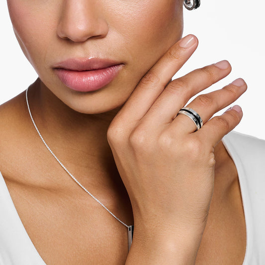 THOMAS SABO - Bandring mit schwarzen Steinen Pavé Silber